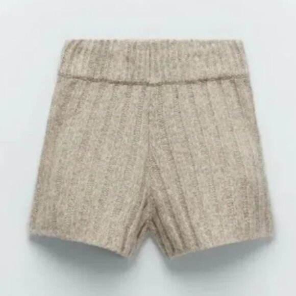 Zara Woll Blend Ribbed Shorts - Picture 2 of 3